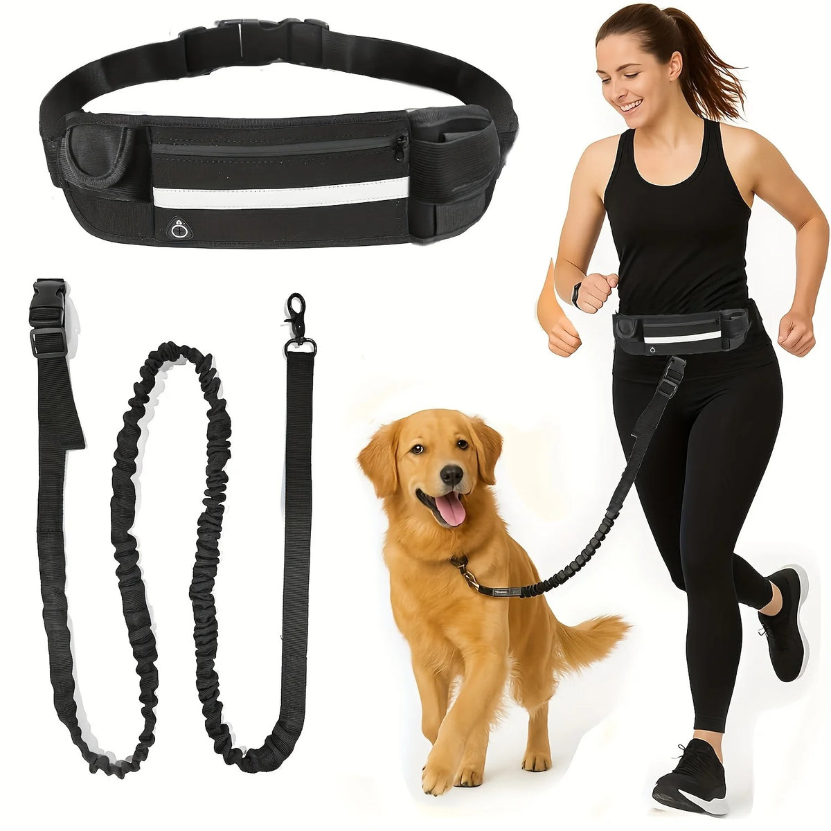 Handsfree Hondenriem met Heuptas