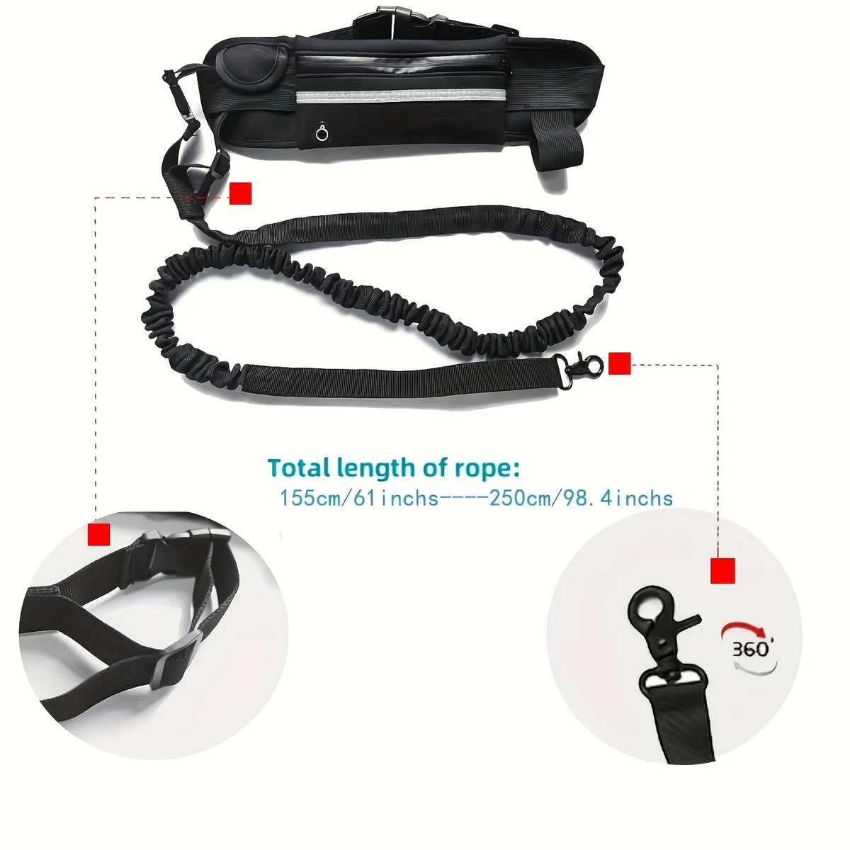 Handsfree Hondenriem met Heuptas